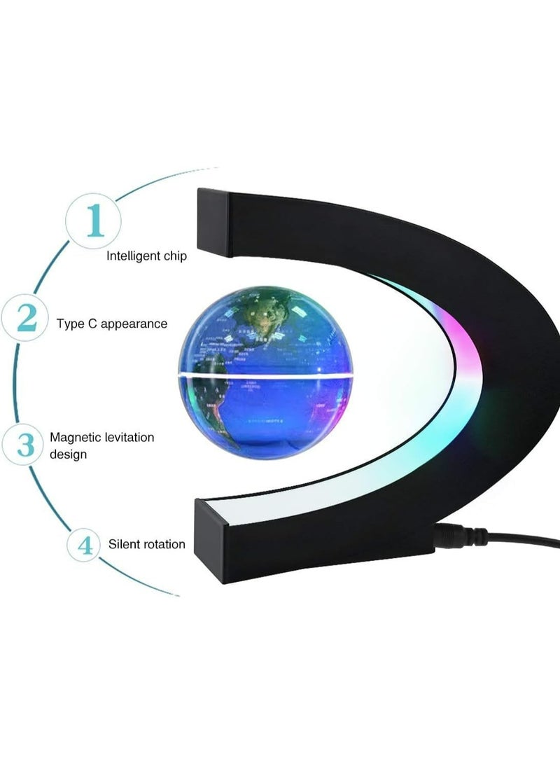 Magnetic Levitating Globe with LED Lights – Anti-Gravity Floating World Map, Rotating Desk Decor for Home/Office, Educational Gift for Kids (Blue) - Image 4