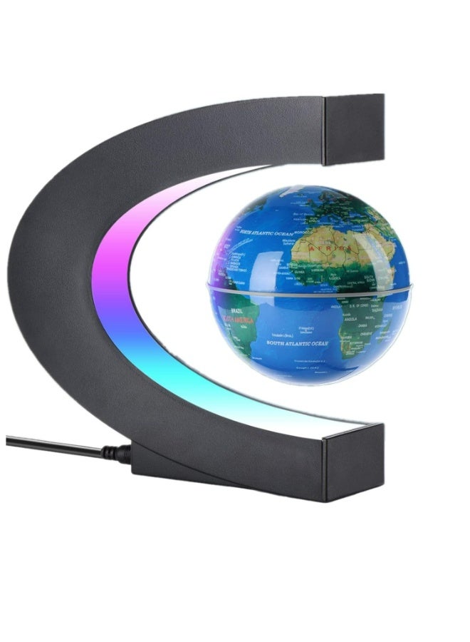 Magnetic Levitating Globe with LED Lights – Anti-Gravity Floating World Map, Rotating Desk Decor for Home/Office, Educational Gift for Kids (Blue) - Image 1