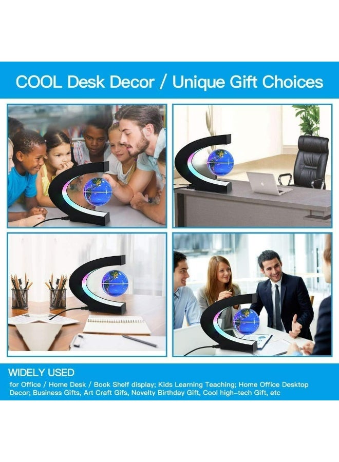 Magnetic Levitating Globe with LED Lights – Anti-Gravity Floating World Map, Rotating Desk Decor for Home/Office, Educational Gift for Kids (Blue) - Image 2