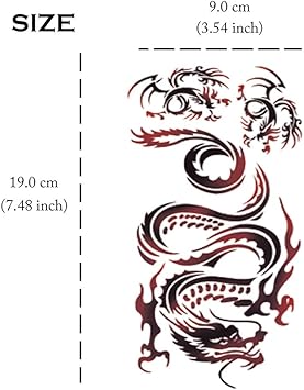 Yesallwas Temporary Tattoo Dragon for MenTeens GuysKids Boys8 Sheets Waterproof Long Lasting Fake Tattoos Stickers for Arms Shoulders Chest Back Biker Tattoos 9cmx19cm354x748inchesLxW - Image 4