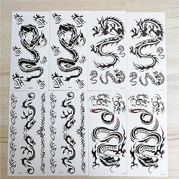 Yesallwas Temporary Tattoo Dragon for MenTeens GuysKids Boys8 Sheets Waterproof Long Lasting Fake Tattoos Stickers for Arms Shoulders Chest Back Biker Tattoos 9cmx19cm354x748inchesLxW - Image 5