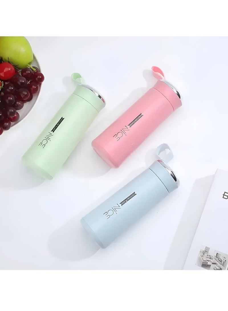 نايس زجاجة مياه Nice الأنيقة – بطانة زجاجية مع غلاف بلاستيكي، سعة 400 مل، مقاومة للتسرب، مناسبة للمدرسة أو الكلية (متعددة الألوان) - Image 3