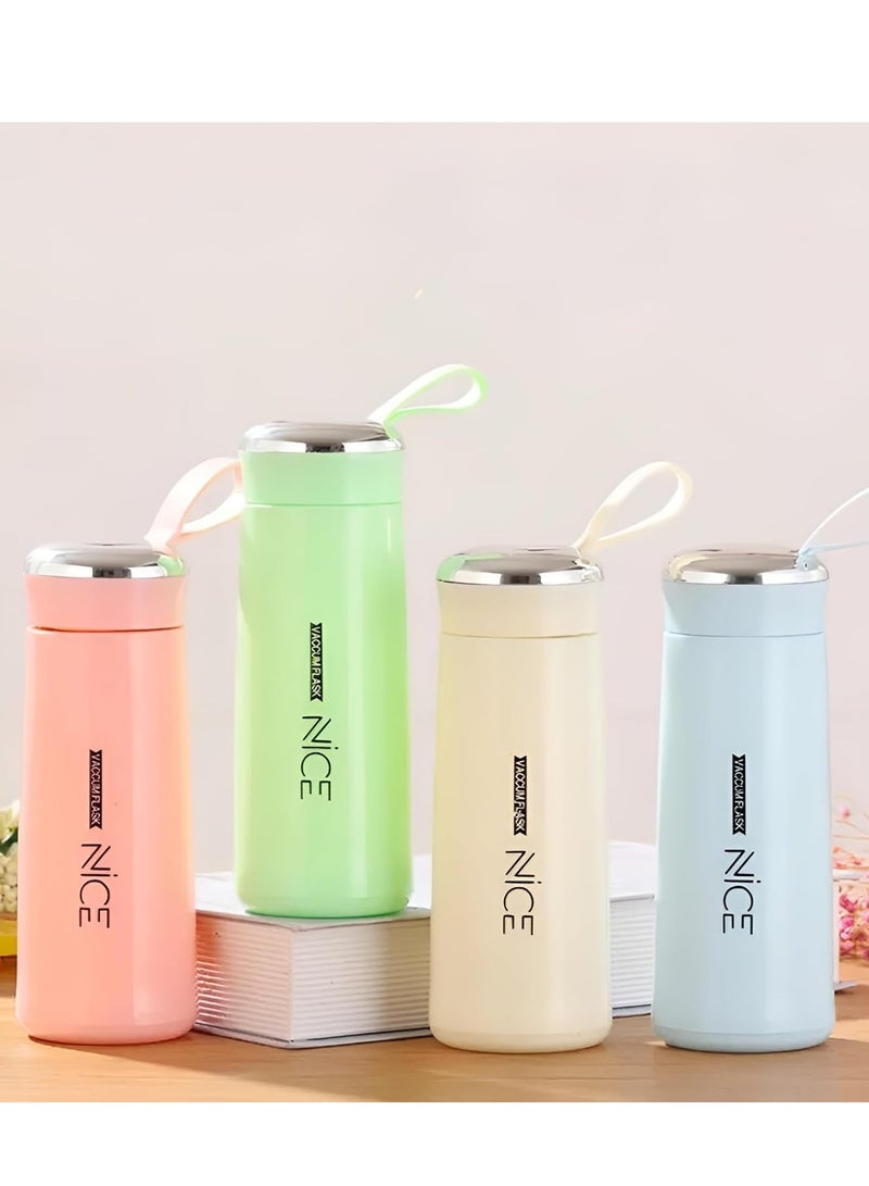 نايس زجاجة مياه Nice الأنيقة – بطانة زجاجية مع غلاف بلاستيكي، سعة 400 مل، مقاومة للتسرب، مناسبة للمدرسة أو الكلية (متعددة الألوان) - Image 5