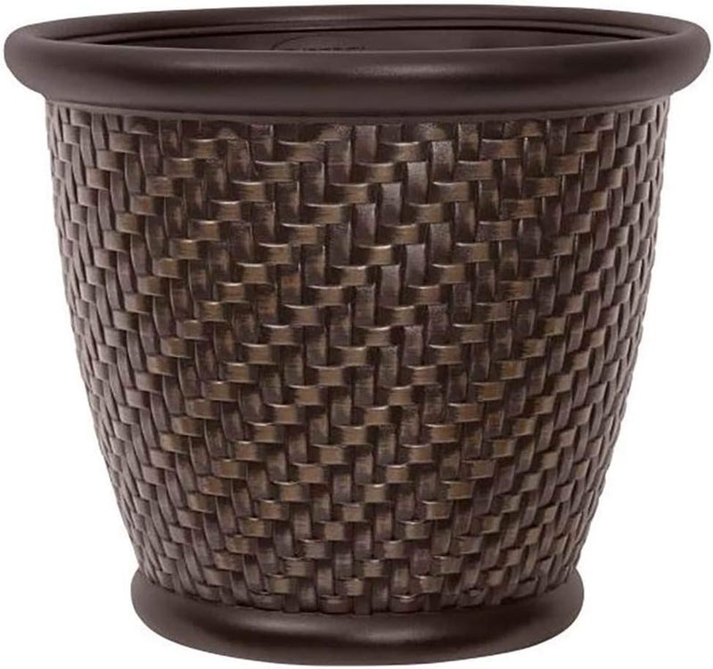 suncast سنسكاست 1807J4 TRV174255 18 × 165 مزهرية من الراتنج خفيفة الوزن بتصميم عصري باللون البني الداكن - Image 1