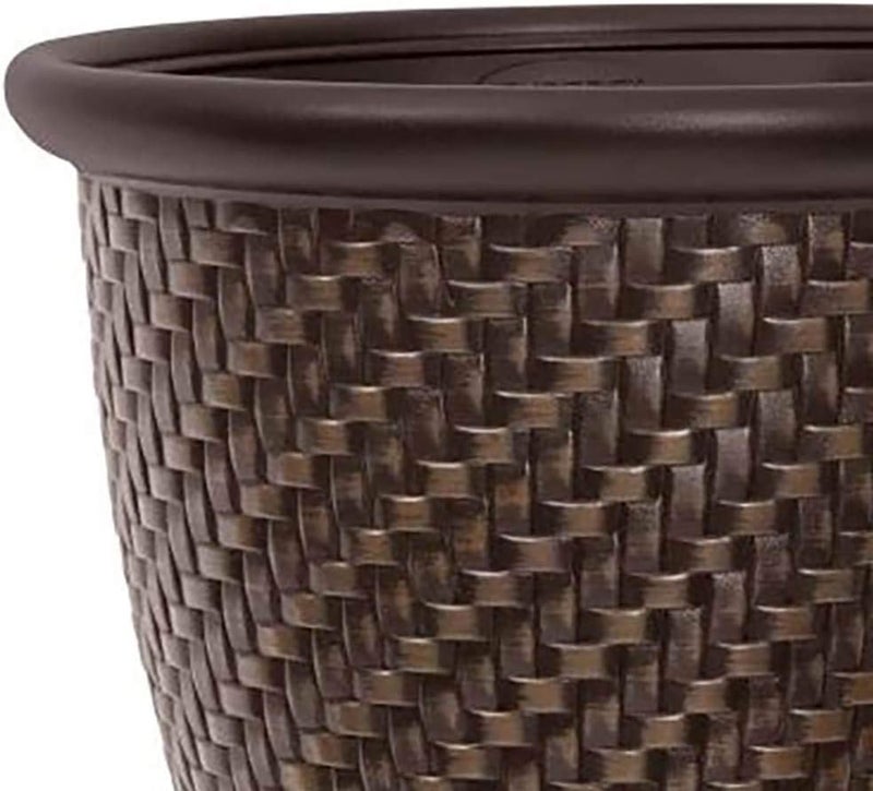 suncast سنسكاست 1807J4 TRV174255 18 × 165 مزهرية من الراتنج خفيفة الوزن بتصميم عصري باللون البني الداكن - Image 2