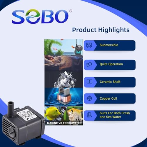 VAYINATO SOBO (WP-3200 | 5W | 300L/H) Aquarium Energy Saving Submersible Water Pump with Adjustable Flow Control for Aquarium Fish Tank, Waterfall & Indoor Decoration By Petzlifeworld - Image 4