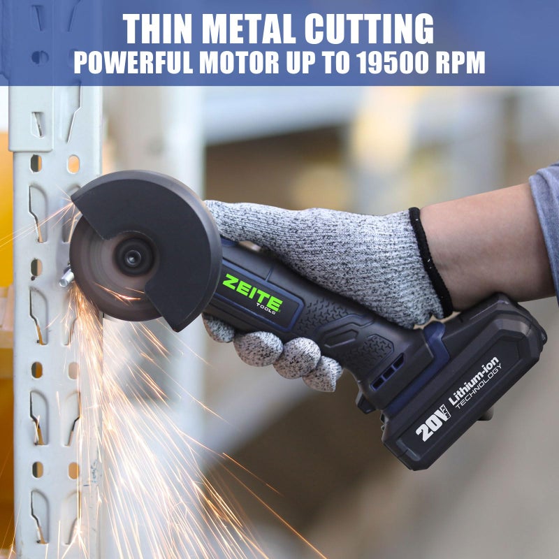 Zeite 3"" Cordless Cut Off Tool  20V 2.0Ah Mini Cutter  Max Cutting Depth 1/2""  19500Rpm Cutting Tool With 3 Cutting Discs 1 Flap Disc For Rust Removal  Battery And Charger Supplied - Image 4