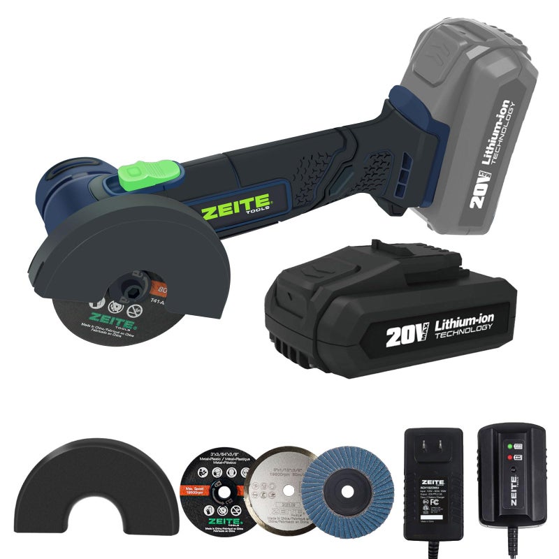 Zeite 3"" Cordless Cut Off Tool  20V 2.0Ah Mini Cutter  Max Cutting Depth 1/2""  19500Rpm Cutting Tool With 3 Cutting Discs 1 Flap Disc For Rust Removal  Battery And Charger Supplied - Image 2