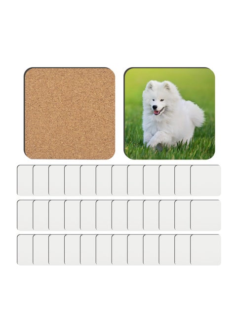12 pcs Sublimation Square Coaster Blanks, products Bulk MDF sublimation Coasters Blanks, with cork back Heat Transfer Hardboard cork coasters, blank MDF sublimation cork coasters, 3.86x3.86 Inch