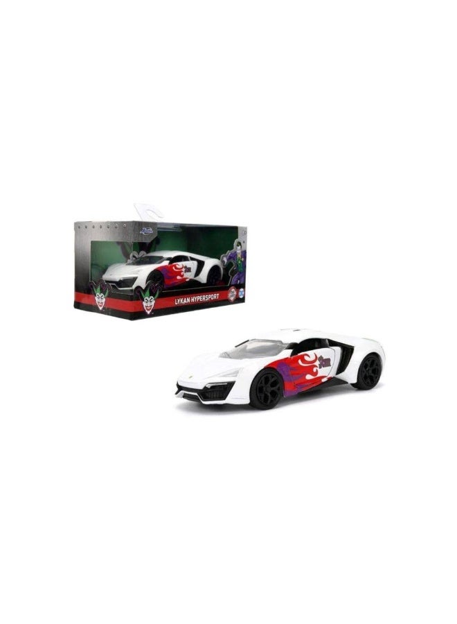 JADA سيارة دي سي كوميكس جوكر ليكان هايبرسبورت مصنوعة من المعدن (1:32، أبيض/أحمر) - Image 2