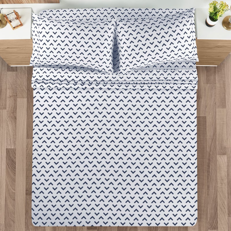 Utopia Bedding Queen Sheet Set, Soft Microfiber 4 Piece Bed Sheets with 15" Deep Pocket - Easy Care Brushed Microfiber (Arrows - Navy) - Image 2
