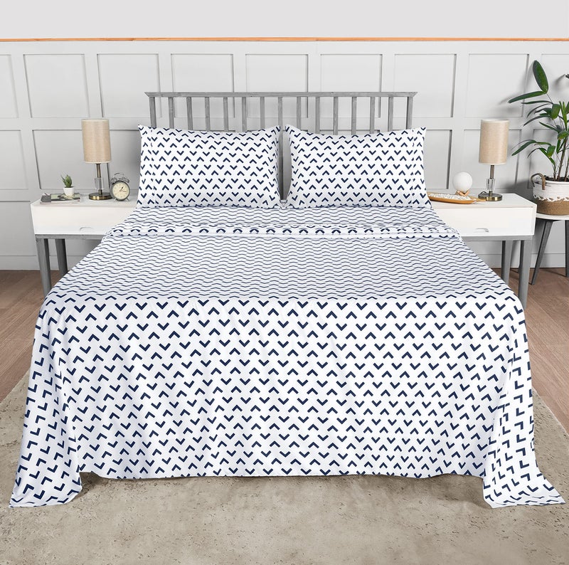 Utopia Bedding Queen Sheet Set, Soft Microfiber 4 Piece Bed Sheets with 15" Deep Pocket - Easy Care Brushed Microfiber (Arrows - Navy) - Image 3