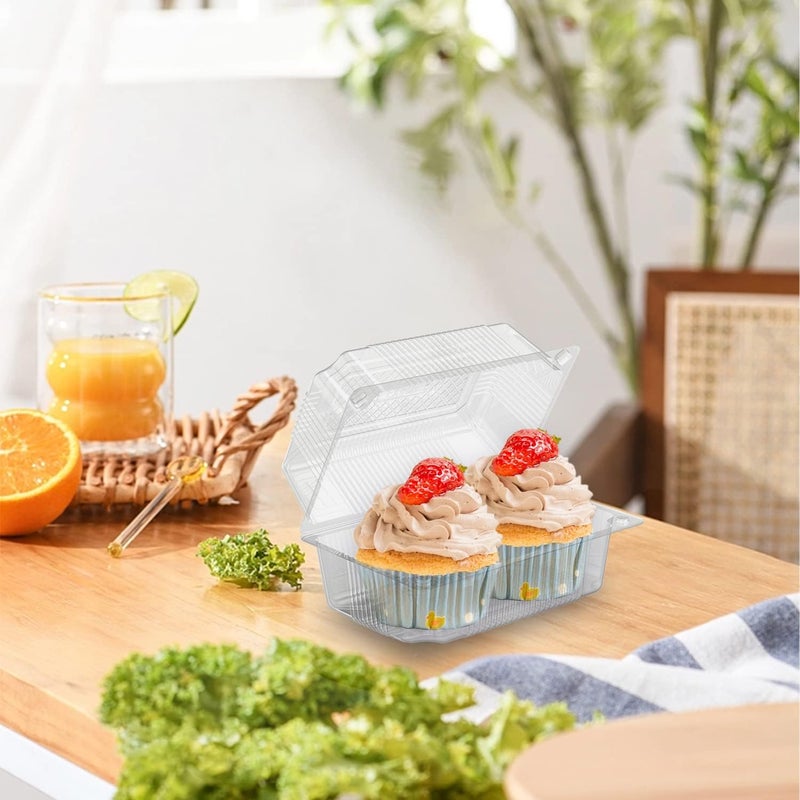 Goiio 150 Pcs Clear Hoagie Container, 7.3 x 4.9 x 3.8 inch Plastic Hinged Food Container, Disposable Clamshell Take Out Food Containers for Salads, Hamburger, Fruit, Cake, Cookie, Sandwiches - Image 5