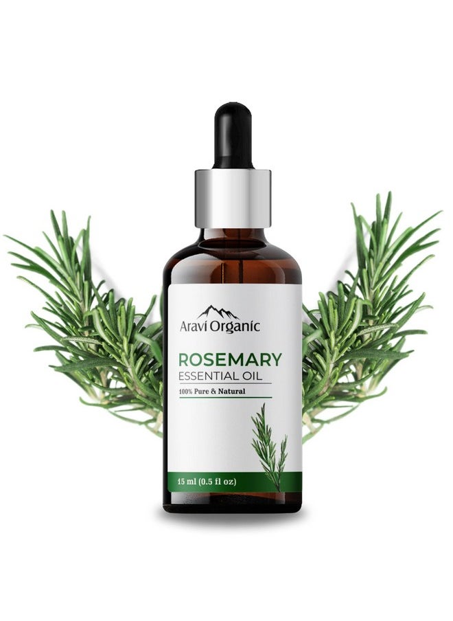 Aravi Organic 100% Pure And Natural Rosemary Essential Oil For Hair Growth, Hair Fall Control, Hair Nourishment & Strengthens And Skin Care Rosemary Oil For Women And Men 15 Ml  - Image 1