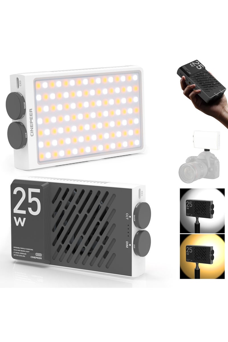 زيون مصباح فيديو ZHIYUN CINEPEER CM25 LED بقوة 25 واط [رسمي]، هدية صغيرة محمولة بحجم الجيب للمصورين، إضاءة على الكاميرا قابلة للتعتيم 2700 كلفن - 6200 كلفن•مؤشر تجسيد اللون ≥96•مؤشر تباين الألوان ≥97، بطاريتان مدمجتان قابلتان لإعادة الشحن بسعة 2000 مللي أمبير في الساعة - Image 1
