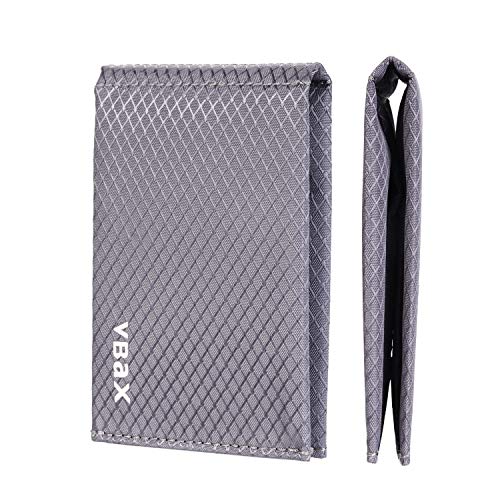 VBAX Minimalist RFID Blocking Slim Wallet for Men – Waterproof Microfiber Front Pocket Bifold Card Holder – Holds 10 Cards & Cash, Carbon Grey Edition - Image 1