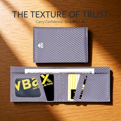 VBAX Minimalist RFID Blocking Slim Wallet for Men – Waterproof Microfiber Front Pocket Bifold Card Holder – Holds 10 Cards & Cash, Carbon Grey Edition - Image 5