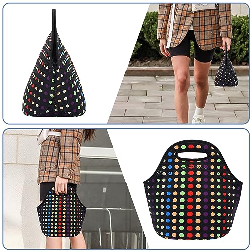 LOVAC Neoprene Lunch Bag, Thick Insulated Lunch Bag - Durable & Waterproof Lunch Tote With Zipper For Outdoor Travel Work School (Small Colorful Dot) - Image 5