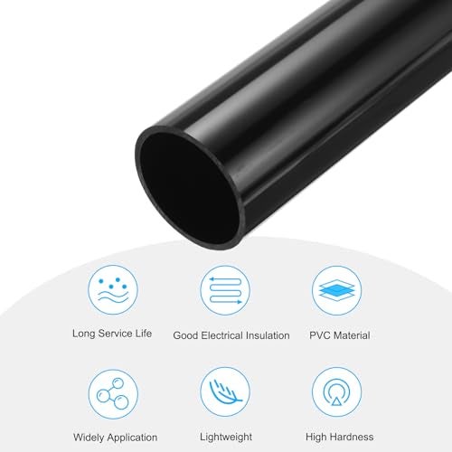 MECCANIXITY 2.5 Inch PVC Rigid Tube Round Pipe Hardware Tubing 57mm ID 63mm OD 350mm Black High Impact for Water Pipe Crafts Cable Sleeve - Image 3