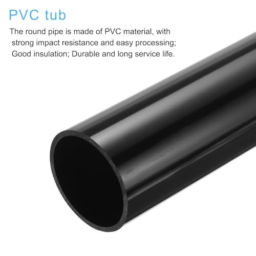 MECCANIXITY 2.5 Inch PVC Rigid Tube Round Pipe Hardware Tubing 57mm ID 63mm OD 350mm Black High Impact for Water Pipe Crafts Cable Sleeve - Image 4