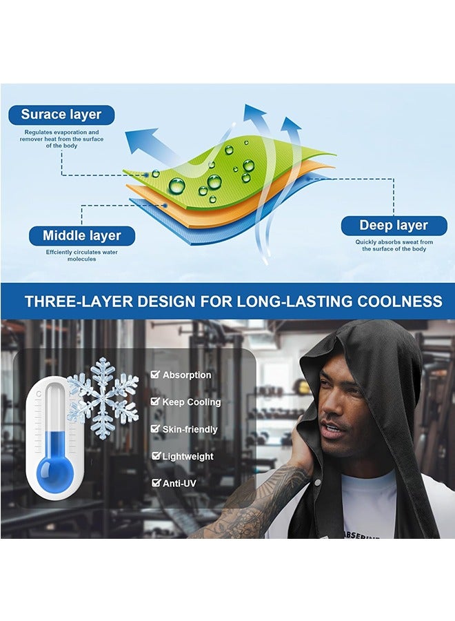 Generic 3Pcs Cooling Hoodie Towels for Neck and Face, UPF 50 Sun Protection & Instant Cooling, Ice Towels for Hot Weather, Soft Breathable Towel for Sport, Work Out, Gym, Camping & More Activities - Image 4