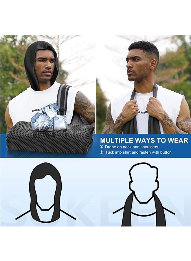 Generic 3Pcs Cooling Hoodie Towels for Neck and Face, UPF 50 Sun Protection & Instant Cooling, Ice Towels for Hot Weather, Soft Breathable Towel for Sport, Work Out, Gym, Camping & More Activities - Image 5