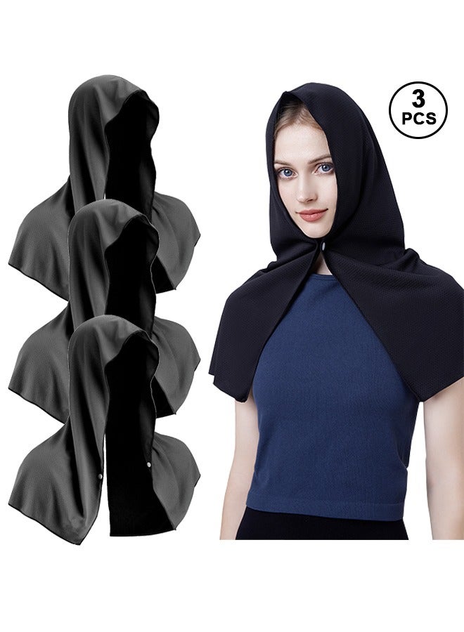 Generic 3Pcs Cooling Hoodie Towels for Neck and Face, UPF 50 Sun Protection & Instant Cooling, Ice Towels for Hot Weather, Soft Breathable Towel for Sport, Work Out, Gym, Camping & More Activities - Image 1