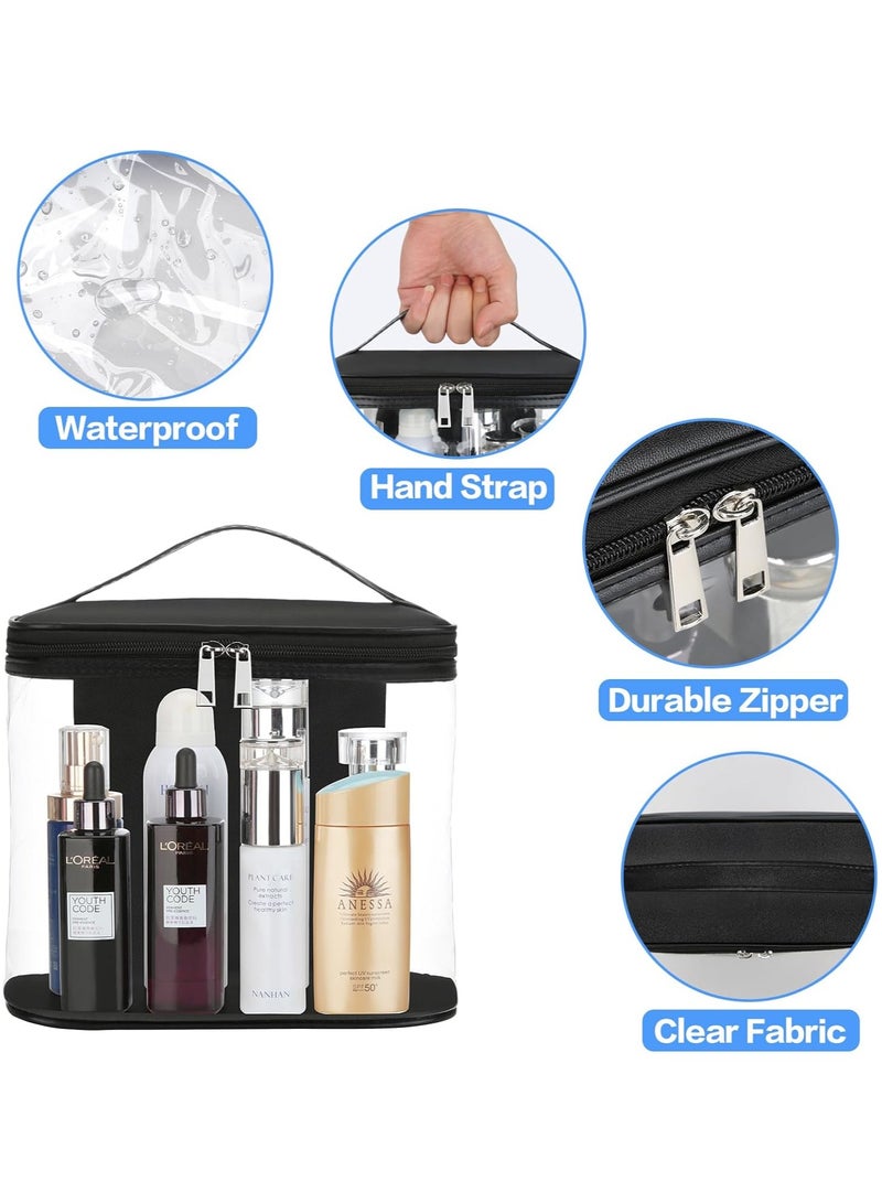 Duty Leak Proof Clear Travel Bags for Toiletries, Transparent Makeup Cosmetic Bag with Zipper and Handle ( Black) - Image 5