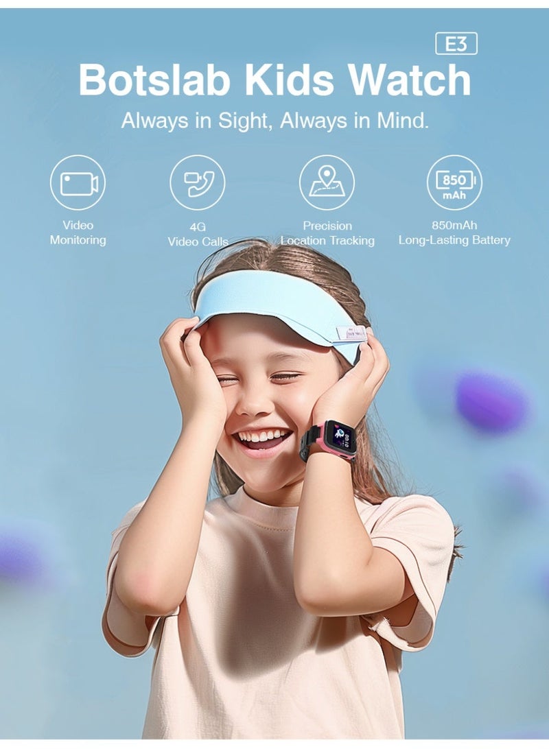 Botslab Kids Smart Watch E3 – Smartwatch for Kids with Video Calling, WiFi, Camera, Safety Alert Button, Water Resistant (Pink) - Image 3