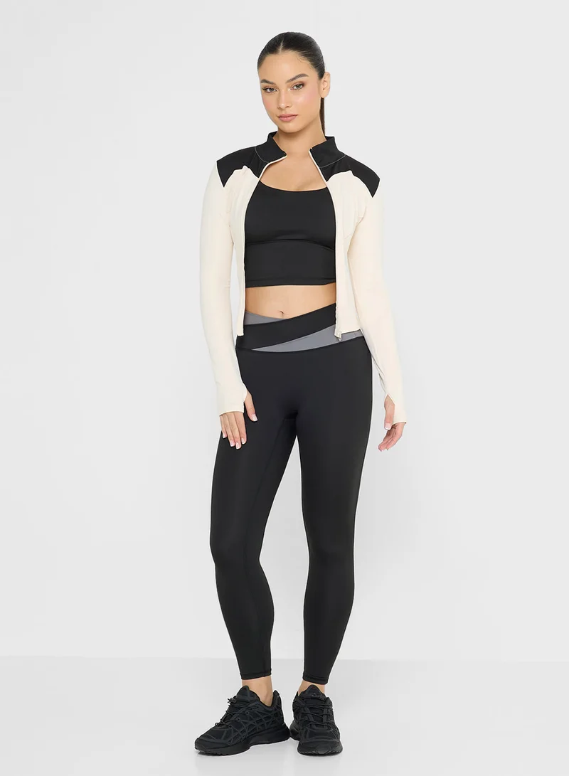FRWD Sculpting Colorblock Zip Up Top