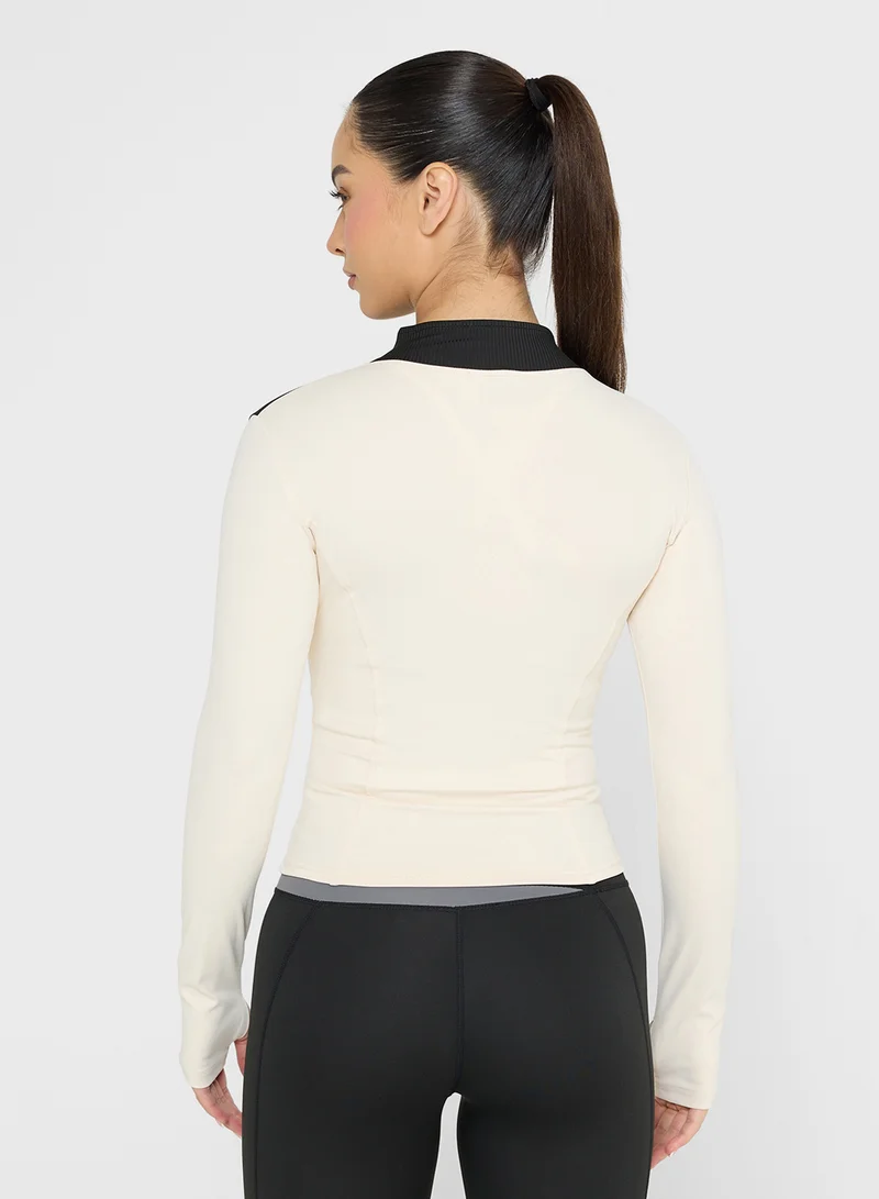 فورورد Sculpting Colorblock Zip Up Top