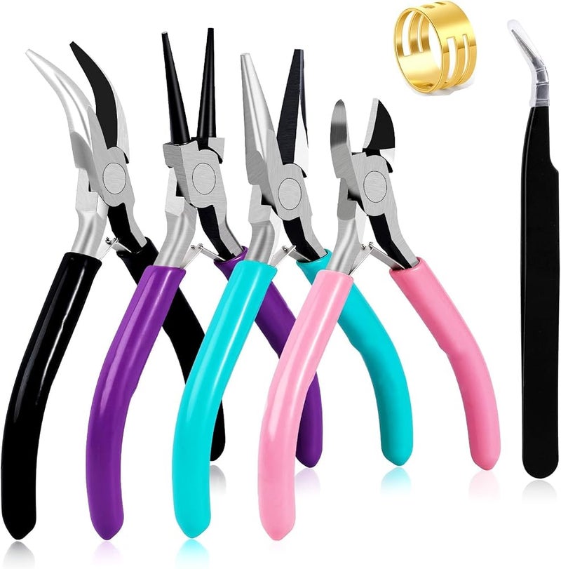 SWIUKPHE Jewelry Making Pliers Set, 5-Piece Craft Tool Kit, Wire Wrapping, Beading, DIY - Image 1