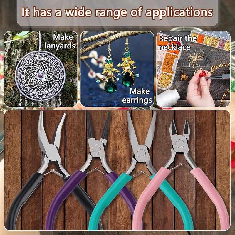 SWIUKPHE Jewelry Making Pliers Set, 5-Piece Craft Tool Kit, Wire Wrapping, Beading, DIY - Image 4