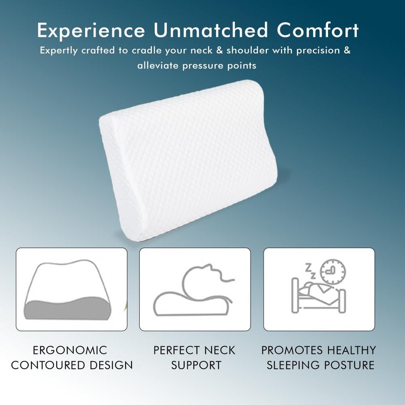 HELPVAY HELPVAY Memory Foam Cervical Pillow Orthopedic Contoured Neck and Shoulder Support for Sleeping Standard 21 X 13 X 4 Inch 1 Year Warranty Single Pack - Image 4