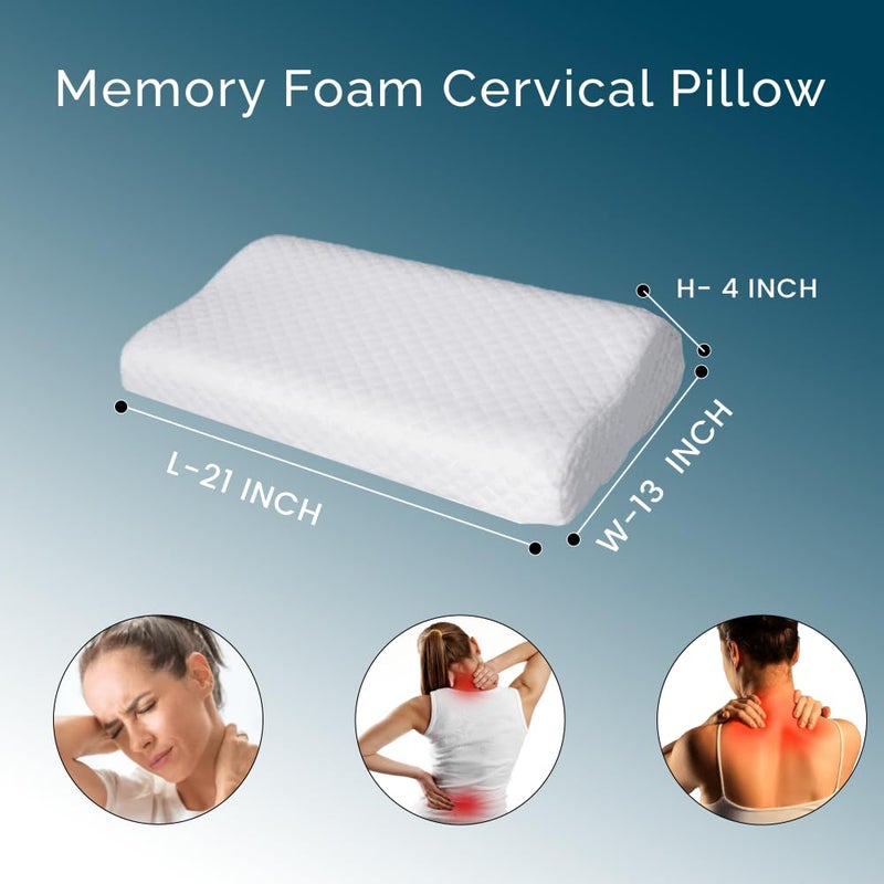 HELPVAY HELPVAY Memory Foam Cervical Pillow Orthopedic Contoured Neck and Shoulder Support for Sleeping Standard 21 X 13 X 4 Inch 1 Year Warranty Single Pack - Image 3