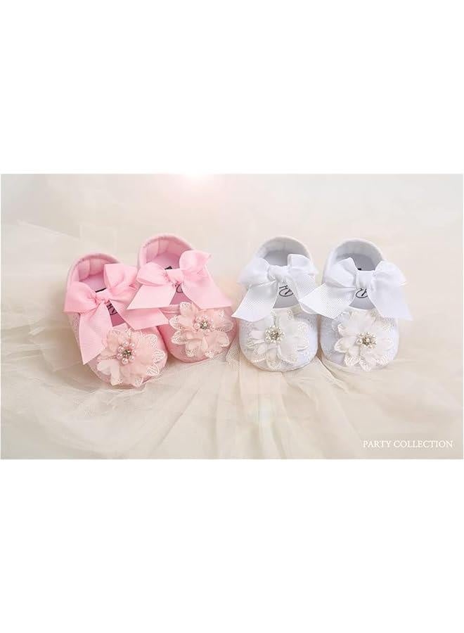 Infant Baby Girl Shoes Baby Mary Jane Flats Princess Wedding Dress Shoes Crib Shoe for Newborns, Infants, Babies, and Toddlers - Image 2