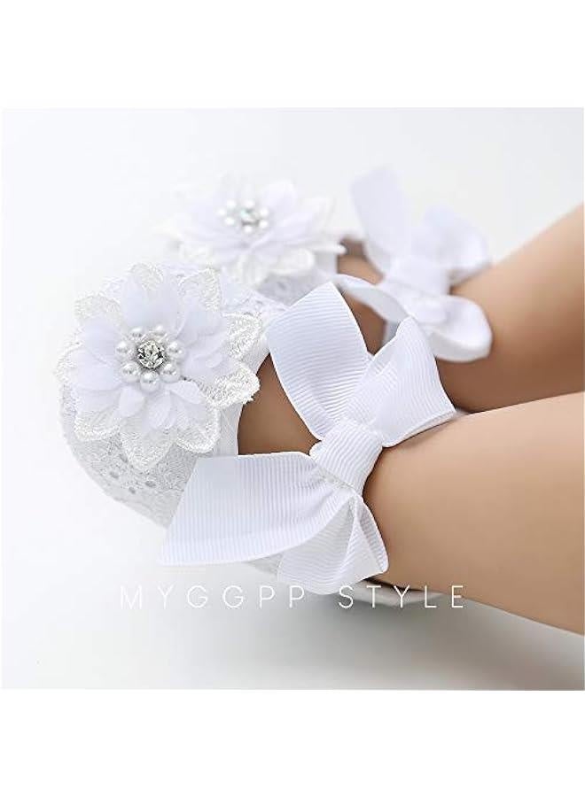 Infant Baby Girl Shoes Baby Mary Jane Flats Princess Wedding Dress Shoes Crib Shoe for Newborns, Infants, Babies, and Toddlers - Image 4