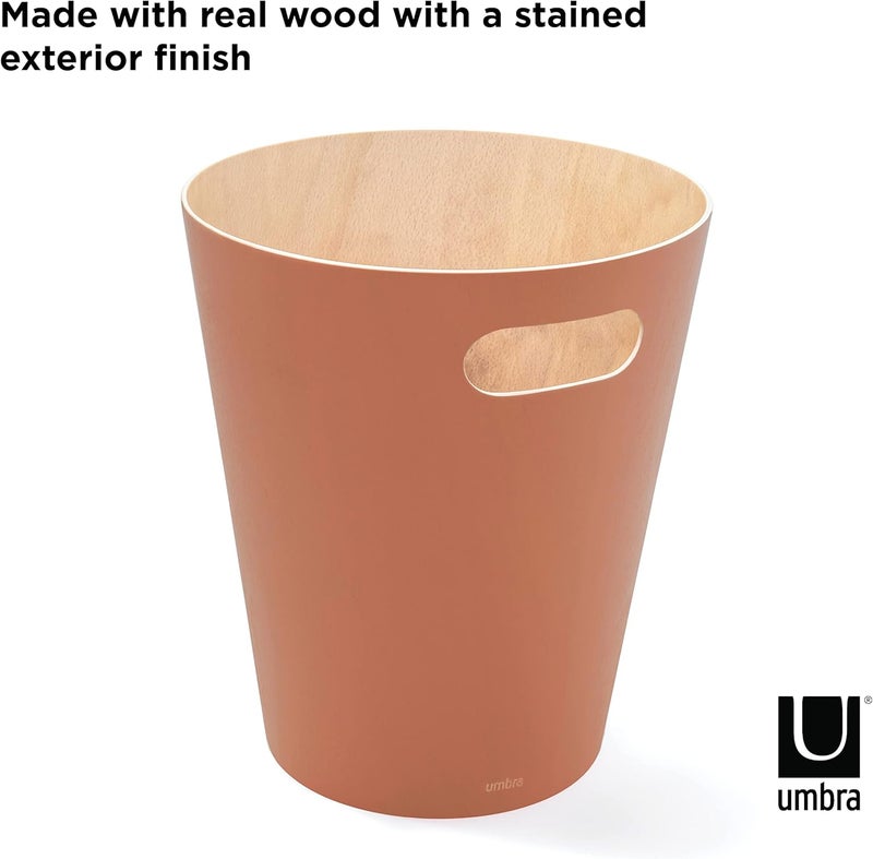 Umbra Woodrow 2 Gallon Modern Wooden Trash Can, Wastebasket, Garbage Can or Recycling Bin for Home or Office, Sierra - Image 3