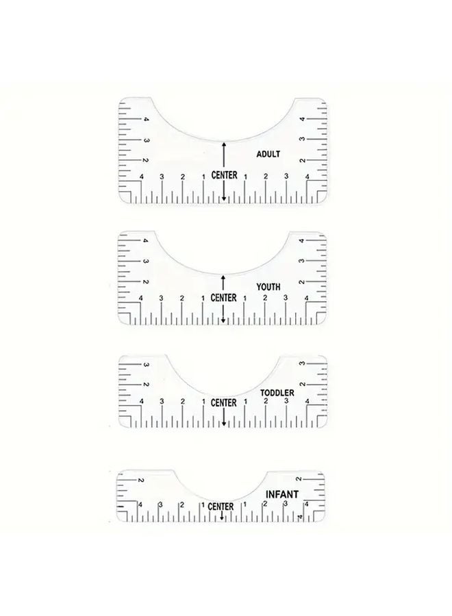 4pcs T Shirt Alignment Tool PVC Ruler Guide For Heat Press Vinyl Transfer Craft - Image 1