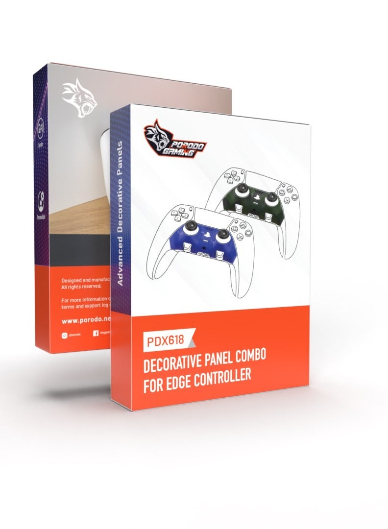 porodo Gaming PS5 Edge Controller Decorative Panel Combo - Blue + Camo - Image 3