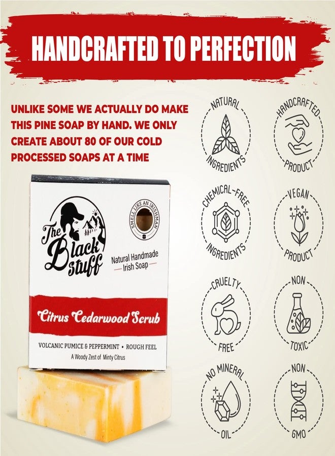 The Black Stuff All Natural Bar Soap for Men Handmade Cold Process Soaps with Organic Ingredients and Essential Oils - Mens Soap for Daily Use, Citrus Cedarwood Scrub Body Soap - Image 5