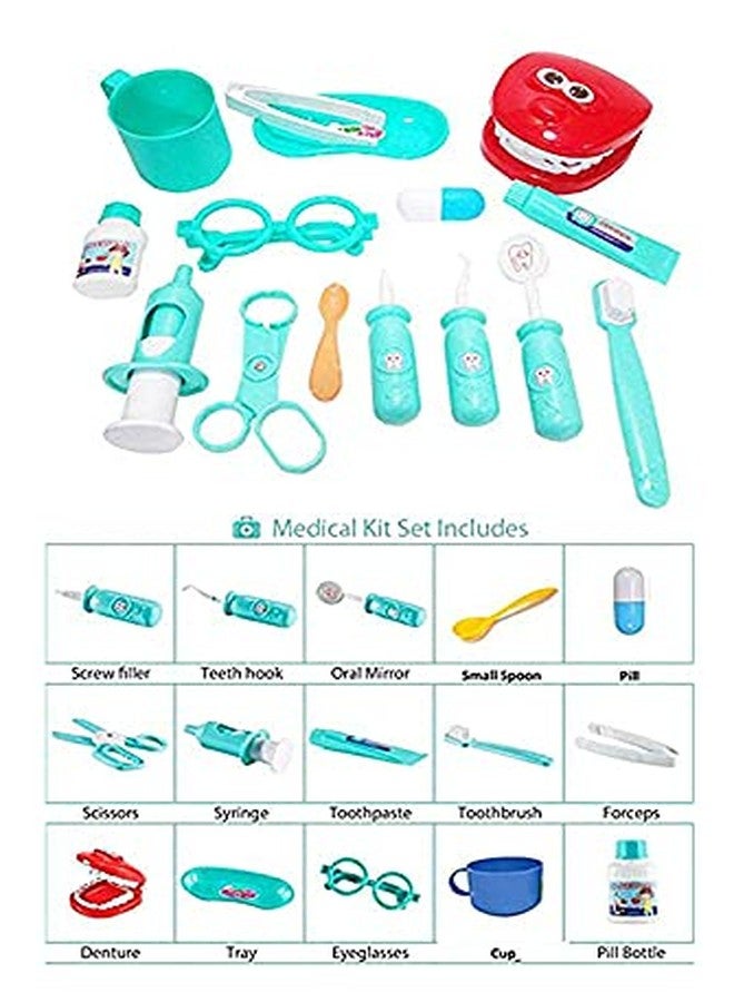KITIKITTZ KITI Kits® 15 Pieces Dentist Doctor Medical Set for Kids | Pretend Play Medical Kit | Perfect Role Play Toy Set for Kids | Doctor Dentist Denture Toys - Image 4