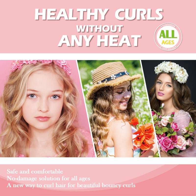 Yampahpa Heatless Curls Overnight Headband, 70'' No Heat Hair Curlers for Medium Long Hair, Pink - Image 5