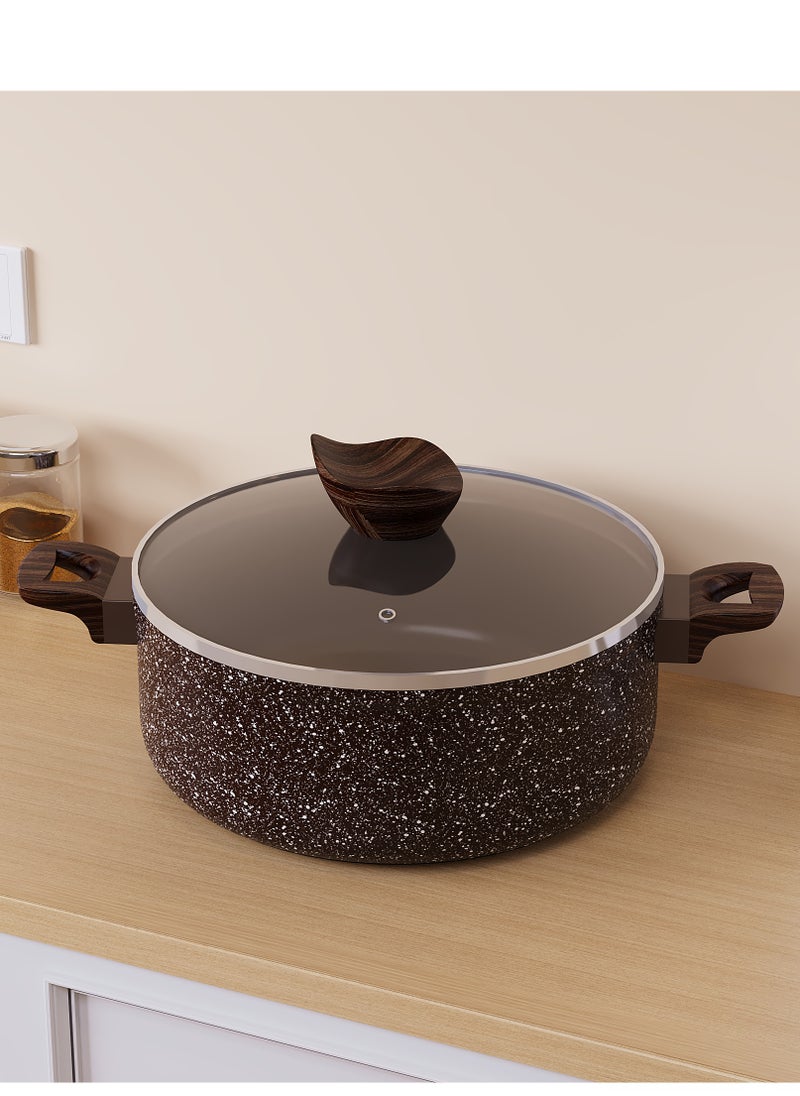 Baroly - 6 Piece Granite Cookware Set Brown 22-20-18 centimeter - Image 1