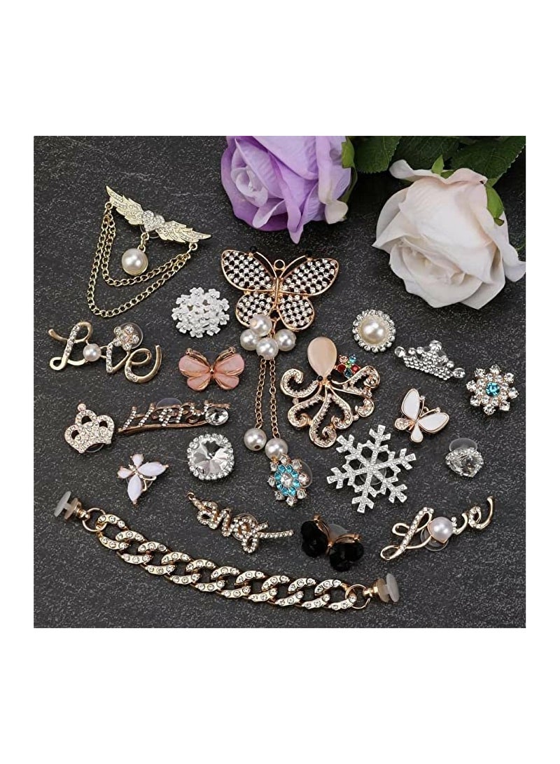 21 Pack Enamel Shoe Charms Bling Fits for Sandals Clog Fashion Crystal Rhinestone Jewelry Accessories Decoration Girls Women Party Favors Birthday Gifts - Image 5