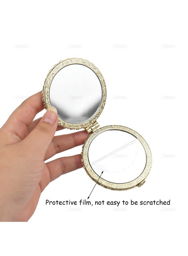 أوير 4 قطع من مرآة المكياج المدمجة ذات الأزهار الرجعية، مرآة صغيرة للجيب ومحفظة الجمال، مرآة سفر محمولة قابلة للطي للنساء والفتيات والسيدات - Image 3