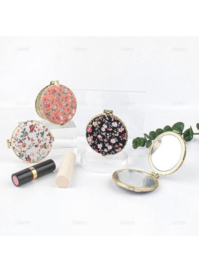 أوير 4 قطع من مرآة المكياج المدمجة ذات الأزهار الرجعية، مرآة صغيرة للجيب ومحفظة الجمال، مرآة سفر محمولة قابلة للطي للنساء والفتيات والسيدات - Image 5
