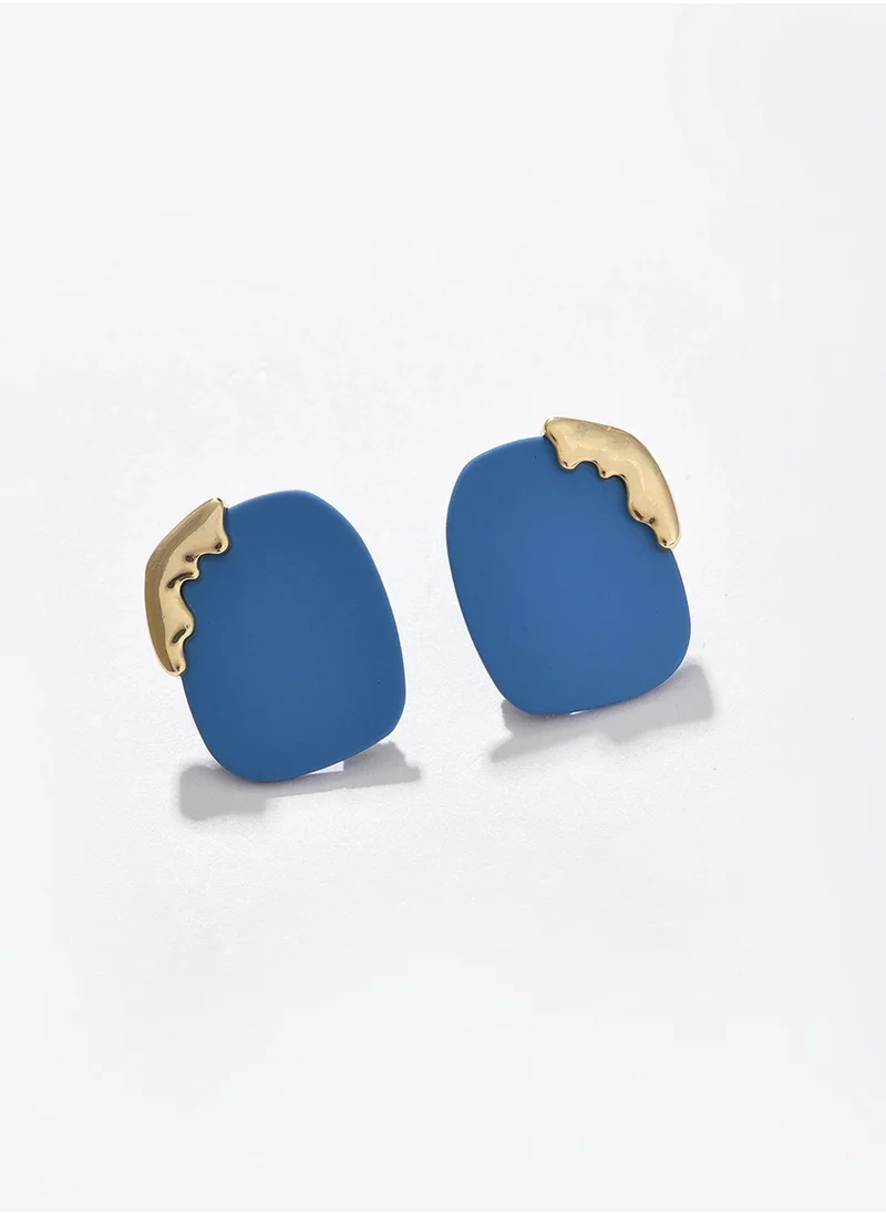 SOHI Blue Square Stud Earrings