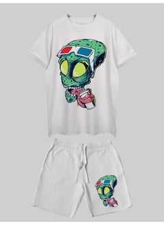 THREADCURRY THREADCURRY Alien Moods Printed Co-ord Set for Men - Half Sleeve Oversized T-Shirt and Shorts  - Image 1