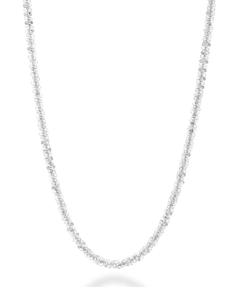 Miabella Italian 925 Sterling Silver or 18K Gold Plated Silver Twisted Sparkle Chain Necklace for Women Made in Italy (sterling silver, Length 22 Inches) - Image 1